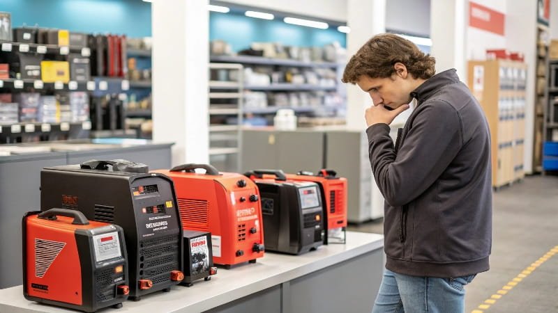 Person Choosing a Welder in a Store